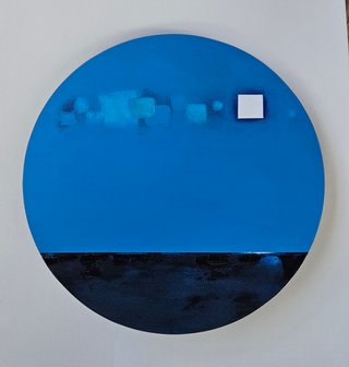 CIRCLING THE MARSHMALLOW MOON 12X12" $350 (on birch wood panel, unframed)