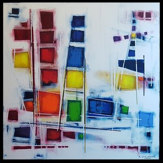 TOWERING RAINBOWS 36X36"