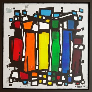 RUSHING RAINBOW 16x16"