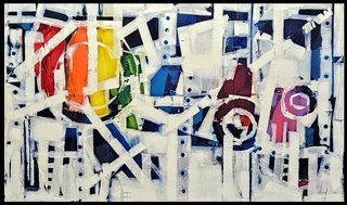 A RIVETING RAINBOW 36X60" $3400 (Includes black floating frame) Sybil Frank Gallery