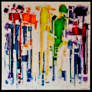 A BOUQUET OF RAINBOWS 48X48"  $3500    (Includes black floating frame)